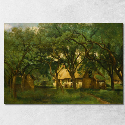 La Fattoria Toutain A Honfleur Jean-Baptiste-Camille Corot jbc265 quadro stampato su tela