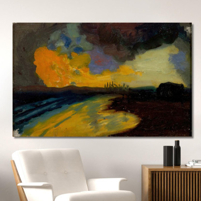 Tramonto In Riva Al Mare Franz von Stuck fvs104 quadro stampato su tela