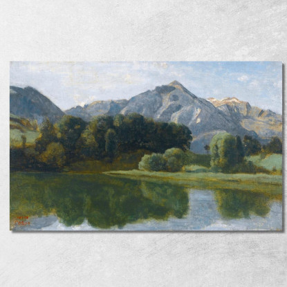 Un Lago Nell'Oberland Jean-Baptiste-Camille Corot jbc276 quadro stampato su tela