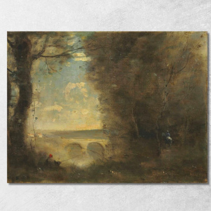 Un Ricordo Del Pescatore Del Ponte Mantes Jean-Baptiste-Camille Corot jbc277 quadro stampato su tela