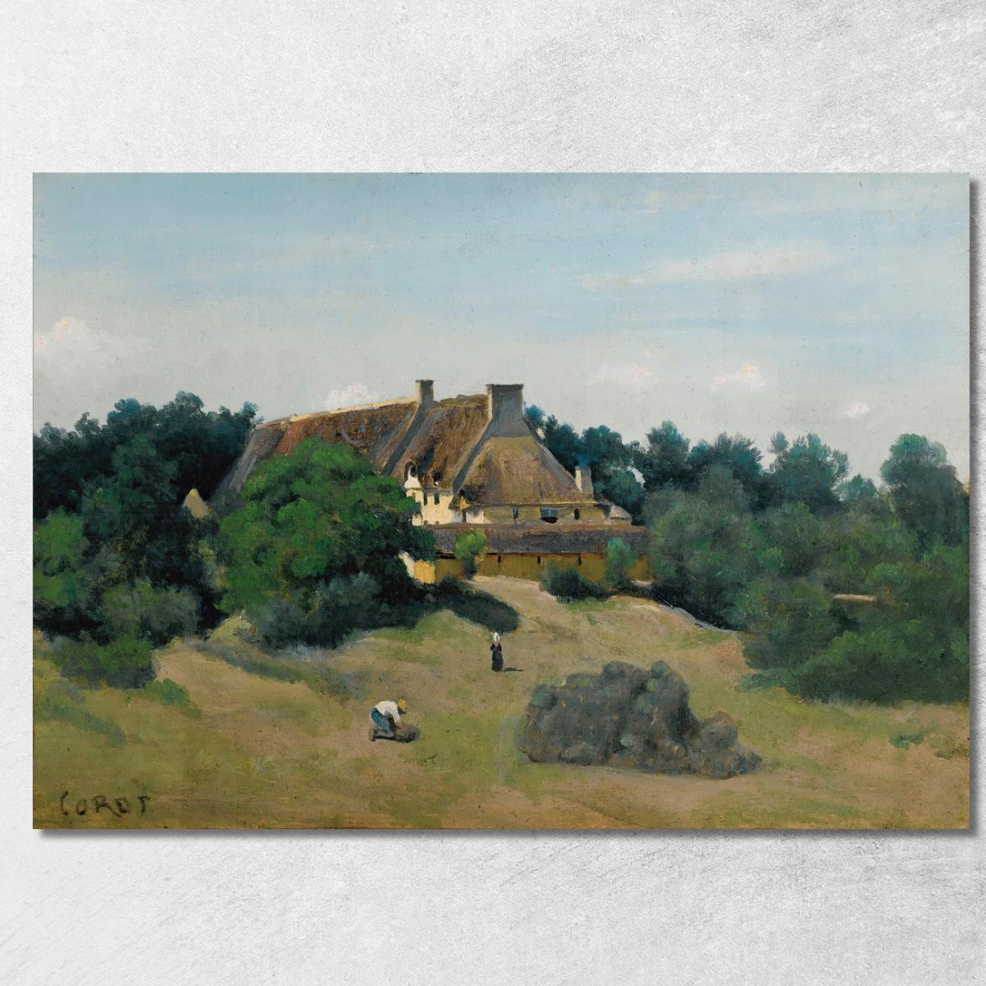 Una Fattoria A Saint-Martin-Du-Bon-Fosse Vicino A Saint-Lô Jean-Baptiste-Camille Corot jbc283 quadro stampato su tela