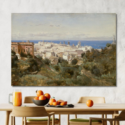 Vista Di Genova Jean-Baptiste-Camille Corot jbc290 quadro stampato su tela