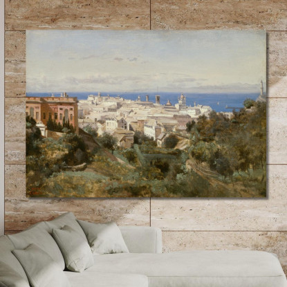 Vista Di Genova Jean-Baptiste-Camille Corot jbc290 quadro stampato su tela