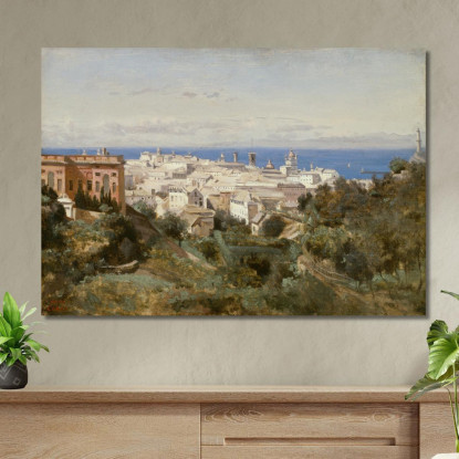 Vista Di Genova Jean-Baptiste-Camille Corot jbc290 quadro stampato su tela