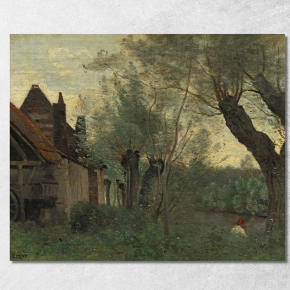 Salici E Fattoria A Sainte-Catherine-Lès-Arras Jean-Baptiste-Camille Corot jbc306 quadro stampato su tela