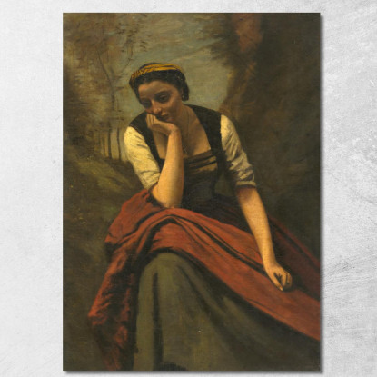 Donna Che Medita Jean-Baptiste-Camille Corot jbc307 quadro stampato su tela