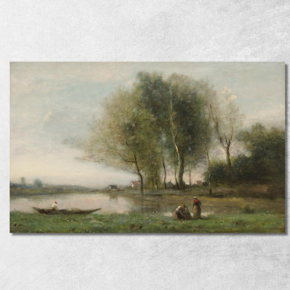 Arleux-Du-Nord Le Bord Des Clairs Jean-Baptiste-Camille Corot jbc317 quadro stampato su tela