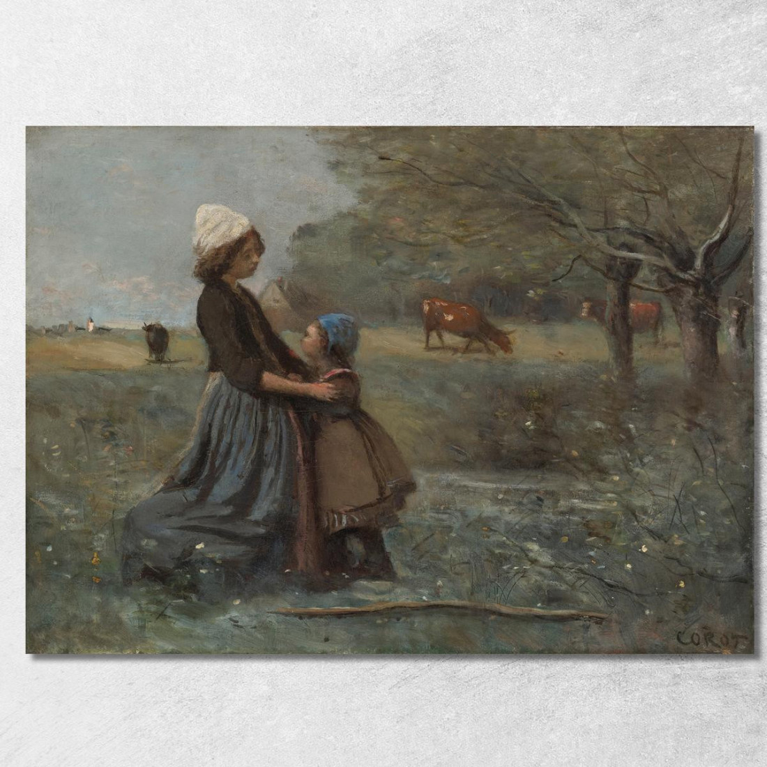 Le Due Sorelle Sul Prato Jean-Baptiste-Camille Corot jbc318 quadro stampato su tela