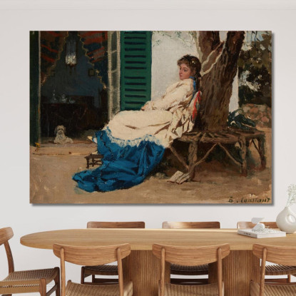 Giovane Donna In Un Giardino Jean-Joseph-Benjamin Constant jjb29 quadro stampato su tela