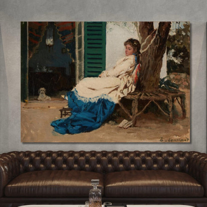 Giovane Donna In Un Giardino Jean-Joseph-Benjamin Constant jjb29 quadro stampato su tela