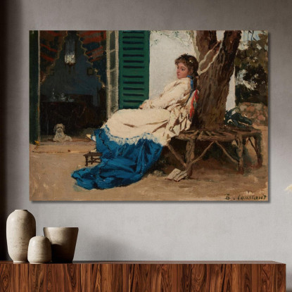 Giovane Donna In Un Giardino Jean-Joseph-Benjamin Constant jjb29 quadro stampato su tela