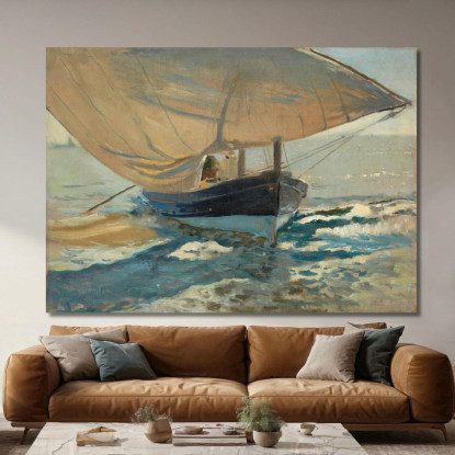 Barche Sulla Spiaggia Barche Da Pesca Sulla Spiaggia Valencia Joaquín Sorolla jsr8 quadro stampato su tela