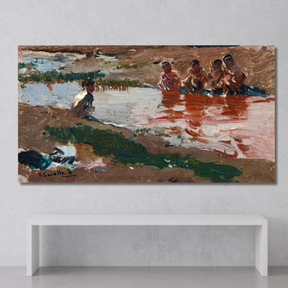 Al Fiume In Riva Al Fiume Joaquín Sorolla jsr32 quadro stampato su tela