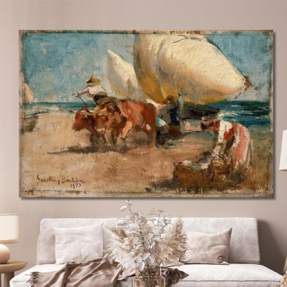 Scena Sulla Spiaggia 2 Joaquín Sorolla jsr34 quadro stampato su tela