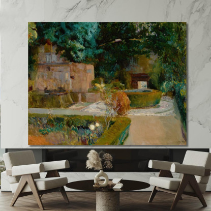 Giardino Dell'Adarves Alhambra Granada  Joaquín Sorolla jsr46 quadro stampato su tela