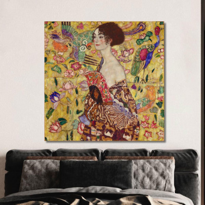 Signora Con Ventaglio Gustav Klimt kg29 quadro stampato su tela