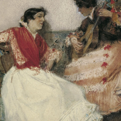 Suonare La Chitarra Joaquín Sorolla jsr79 quadro stampato su tela