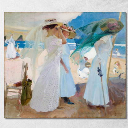 Sotto La Tenda Zarauz Joaquín Sorolla jsr117 quadro stampato su tela