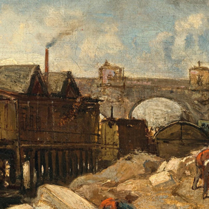 Bain Bateaux-Lavoirs Vicino A Pont-Neuf Johan Barthold Jongkind jbj4 quadro stampato su tela