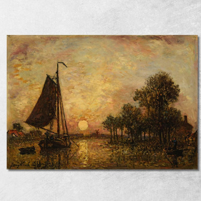 Tramonto In Olanda Johan Barthold Jongkind jbj16 quadro stampato su tela