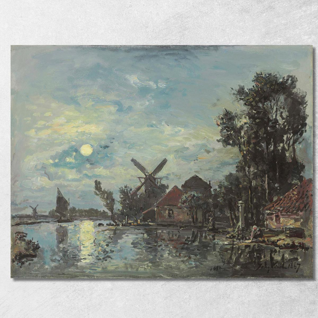 Effetto Luna Sull'Estuario Dell'Olanda Johan Barthold Jongkind jbj19 quadro stampato su tela Effetto Luna Sull'Estuario Dell'Olanda Johan Barthold Jongkind jbj19 quadro stampato su tela