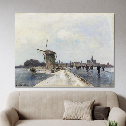 Pattinatori A Maassluis Johan Barthold Jongkind jbj54 quadro stampato su tela