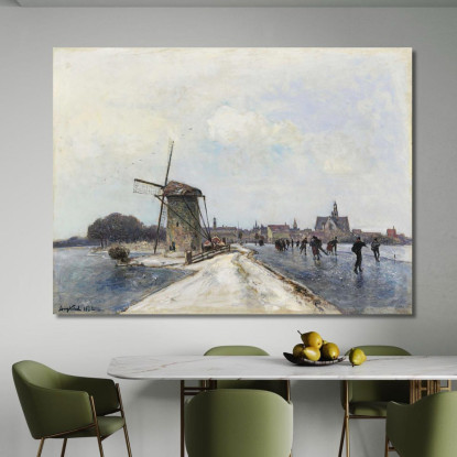 Pattinatori A Maassluis Johan Barthold Jongkind jbj54 quadro stampato su tela