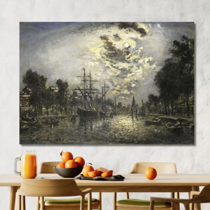 Rotterdam Al Chiaro Di Luna Johan Barthold Jongkind jbj58 quadro stampato su tela