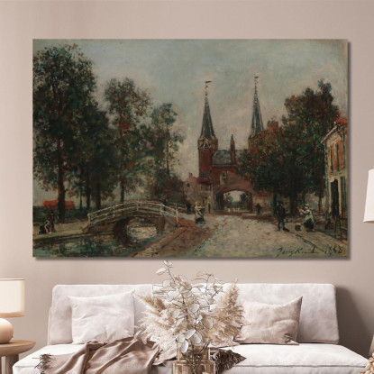 Scena A Delft Johan Barthold Jongkind jbj64 quadro stampato su tela