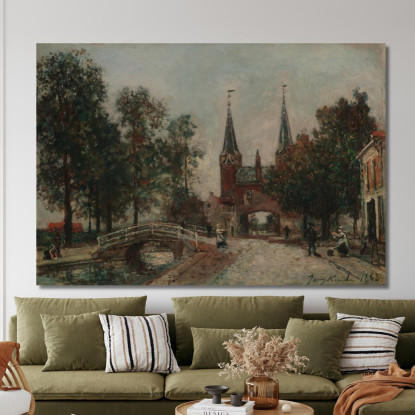 Scena A Delft Johan Barthold Jongkind jbj64 quadro stampato su tela