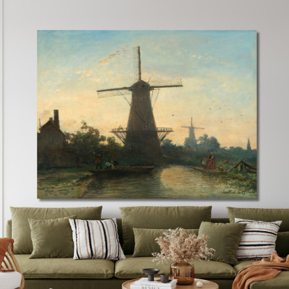 Mulini A Vento Vicino A Rotterdam Johan Barthold Jongkind jbj79 quadro stampato su tela