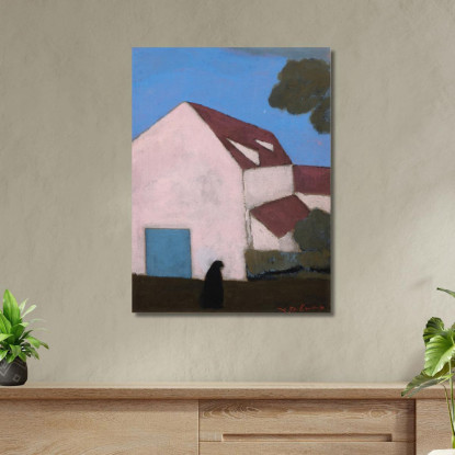 Facciata Di Fattoria Rosa Silhouette Di Donna Léon Spilliaert lsp44 quadro stampato su tela