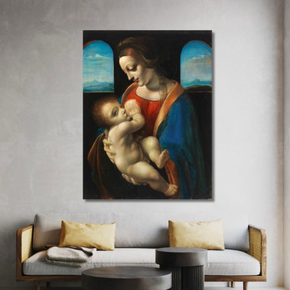 Madonna Litta Copy After Leonardo Da Vinci Magnus Enckell mek36 quadro stampato su tela