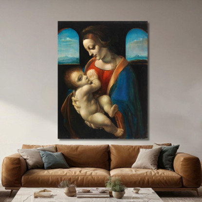 Madonna Litta Copy After Leonardo Da Vinci Magnus Enckell mek36 quadro stampato su tela