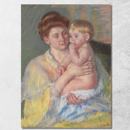 Baby John Con L'Indice In Bocca Mary Cassatt mcs8 quadro stampato su tela