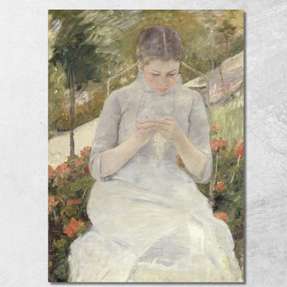 Ragazza Nel Giardino Mary Cassatt mcs21 quadro stampato su tela