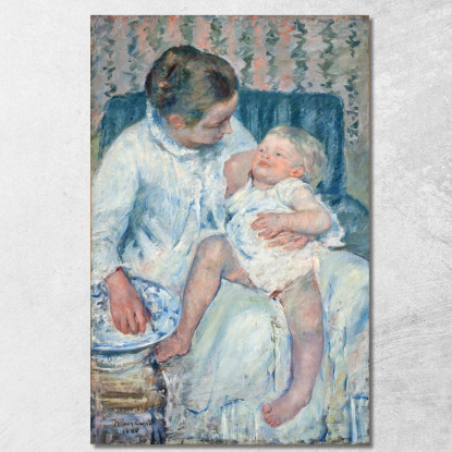 Madre In Procinto Di Lavare Il Suo Bambino Assonnato Mary Cassatt mcs30 quadro stampato su tela