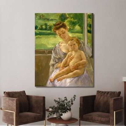 Madre E Figlio Nella Serra Mary Cassatt mcs32 quadro stampato su tela