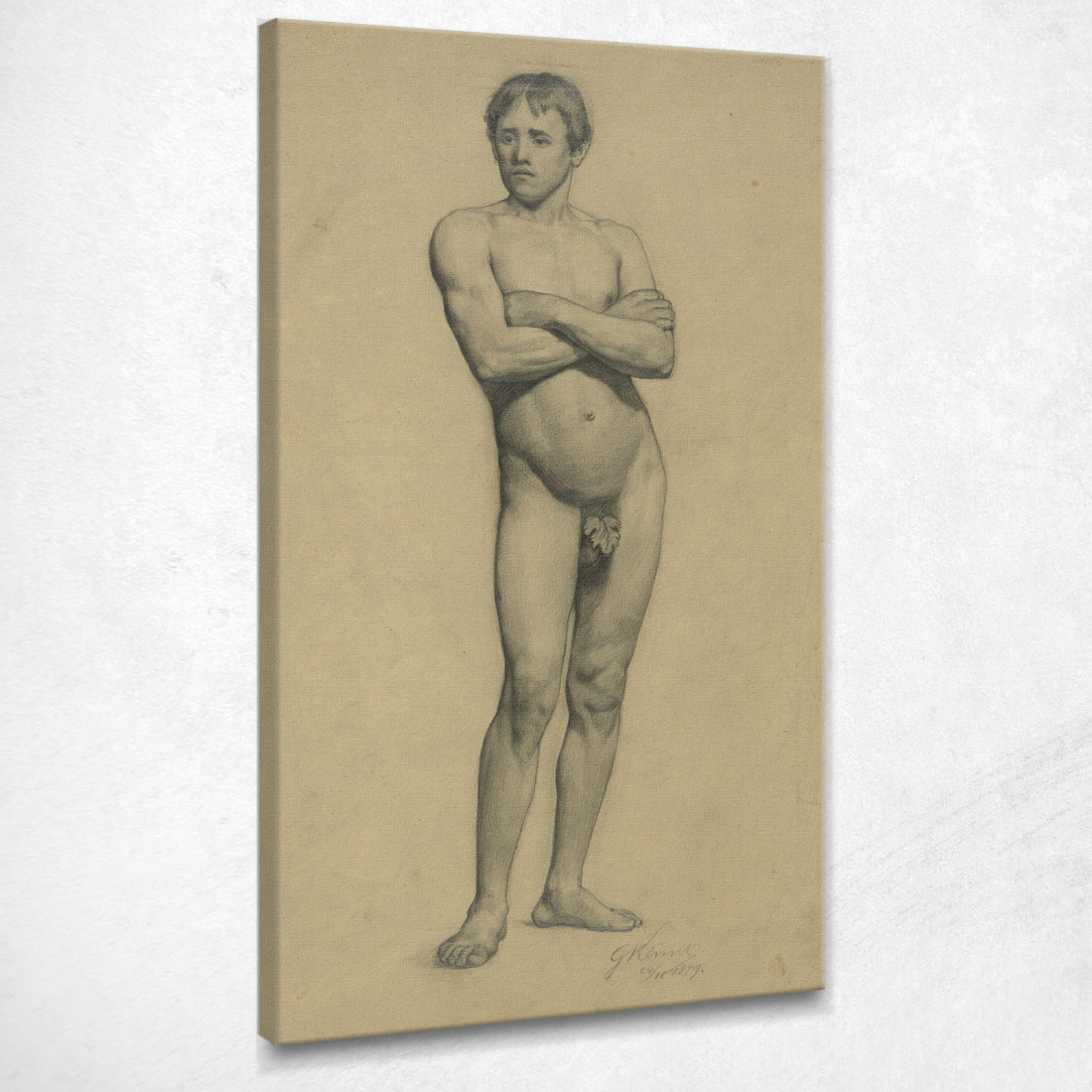 Nudo Maschile Da Accademia Con Le Braccia Incrociate Gustav Klimt kg112 quadro stampato su tela Nudo Maschile Da Accademia Con Le Braccia Incrociate Gustav Klimt kg112 quadro stampato su tela