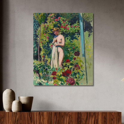 Ninfa Nuda Del Fiore Al Drappeggio In Giardino Maurice Denis mdn47 quadro stampato su tela