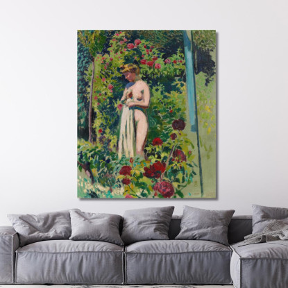 Ninfa Nuda Del Fiore Al Drappeggio In Giardino Maurice Denis mdn47 quadro stampato su tela