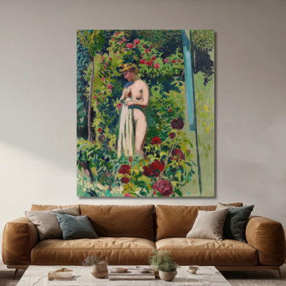 Ninfa Nuda Del Fiore Al Drappeggio In Giardino Maurice Denis mdn47 quadro stampato su tela