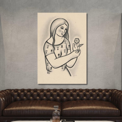 Ragazza Con Un Fiore Mikuláš Galanda mgl36 quadro stampato su tela