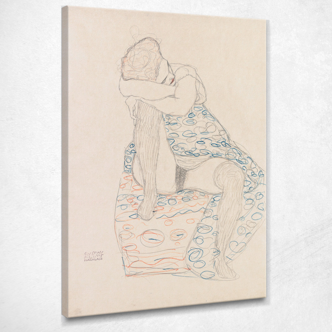 Figura Seduta Con Gonna Arricciata Gustav Klimt kg129 quadro stampato su tela Figura Seduta Con Gonna Arricciata Gustav Klimt kg129 quadro stampato su tela