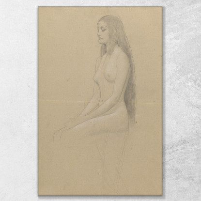 Nudo Femminile Seduto Con Lunghi Capelli Aperti A Sinistra Gustav Klimt kg135 quadro stampato su tela