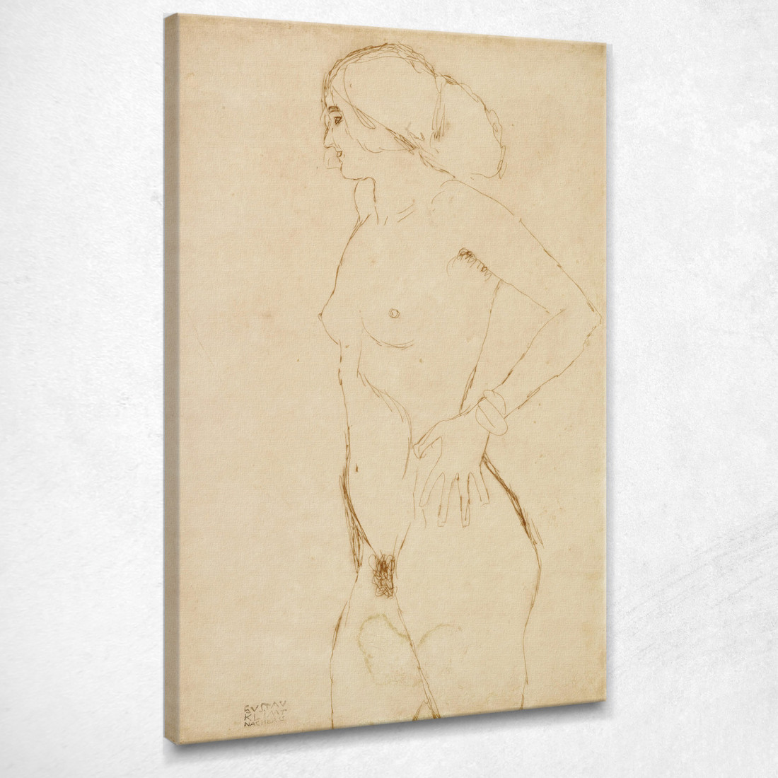 Ragazza Nuda In Piedi Rivolta A Sinistra Gustav Klimt kg136 quadro stampato su tela Ragazza Nuda In Piedi Rivolta A Sinistra Gustav Klimt kg136 quadro stampato su tela