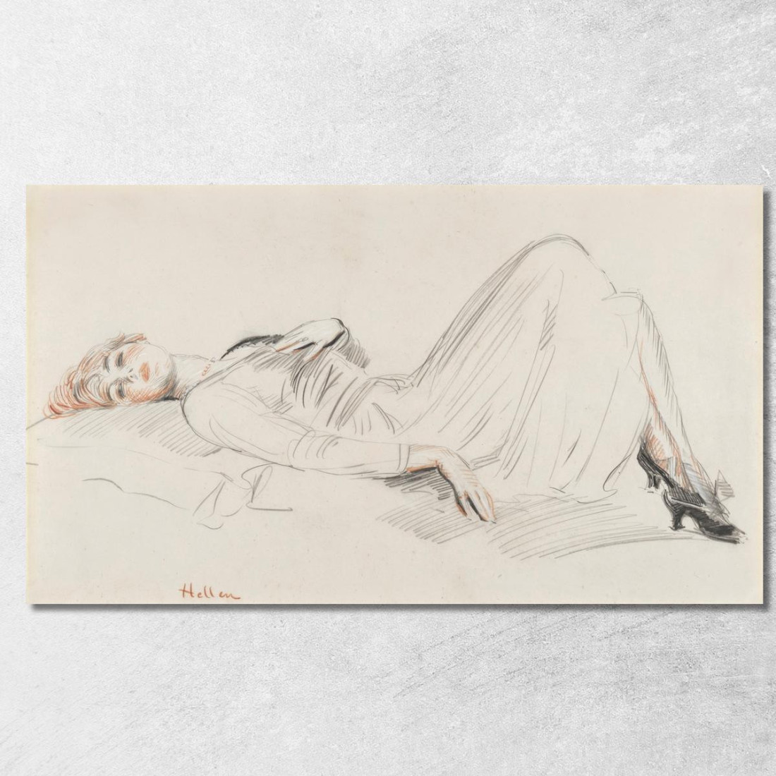 Giovane Donna Sdraiata Paul César Helleu pch12 quadro stampato su tela Giovane Donna Sdraiata Paul César Helleu pch12 quadro stampato su tela