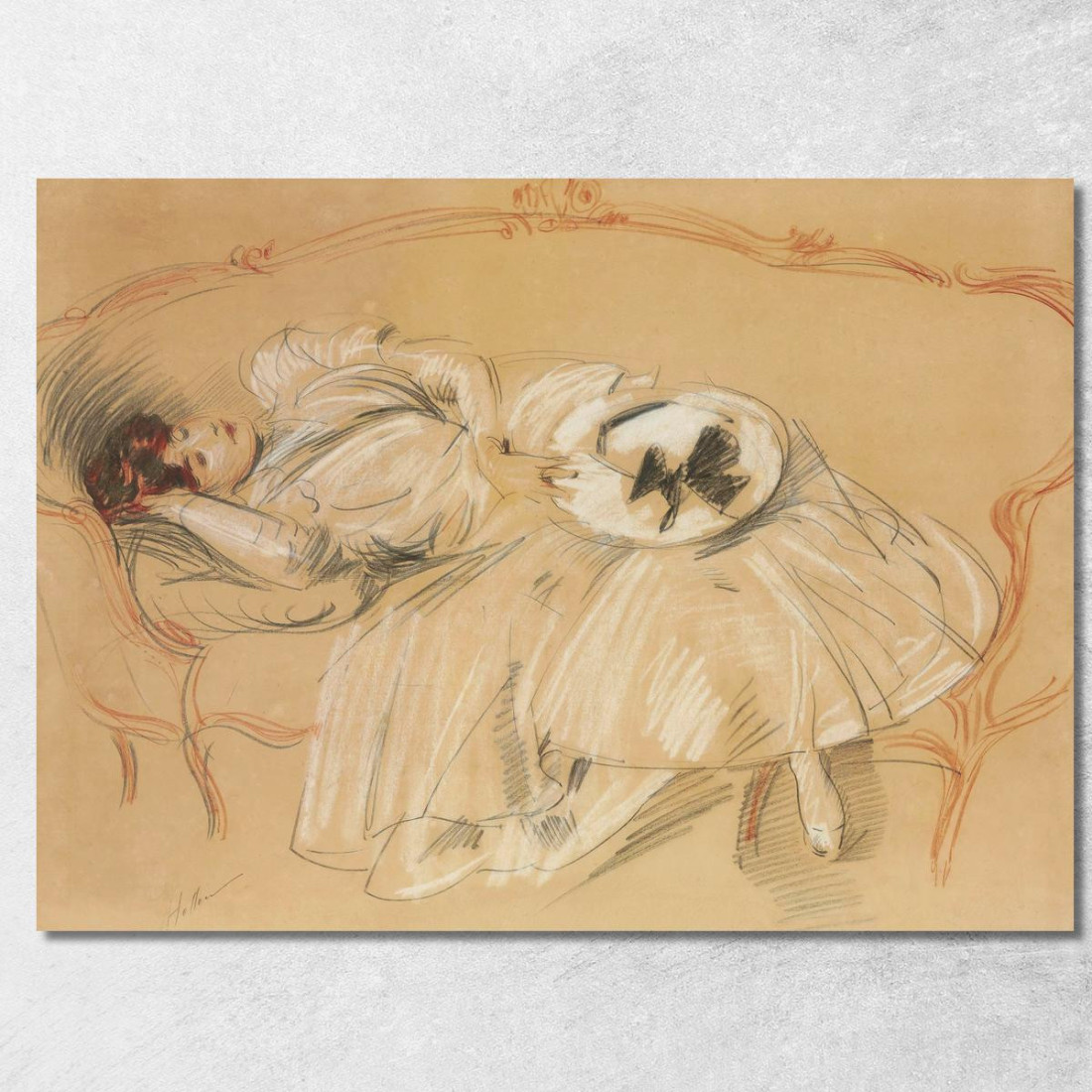 Giovane Donna Sul Divano Paul César Helleu pch13 quadro stampato su tela Giovane Donna Sul Divano Paul César Helleu pch13 quadro stampato su tela