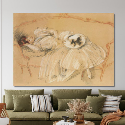 Giovane Donna Sul Divano Paul César Helleu pch13 quadro stampato su tela