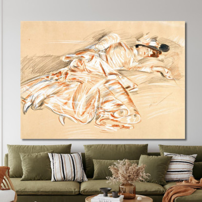 Ragazza Addormentata Paul César Helleu pch14 quadro stampato su tela